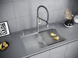 Мойка кухонная Paulmark Kroner-Pro PM707551-BS брашированная нержавеющая сталь